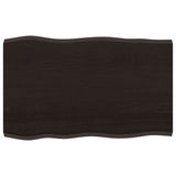 Table Top Dark Brown 80x50x(2-4) cm Treated Solid Wood Live Edge - Front View