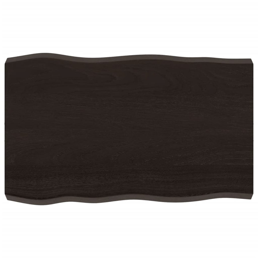 Table Top Dark Brown 80x50x(2-6)cm Treated Solid Wood Live Edge