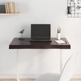 Table Top Dark Brown 80x50x(2-6) cm Treated Solid Wood Live Edge - Side View