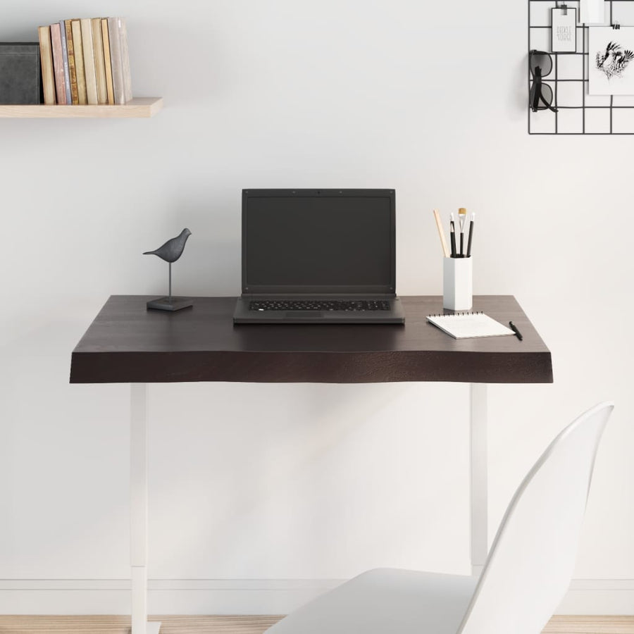 Table Top Dark Brown 80x50x(2-6)cm Treated Solid Wood Live Edge