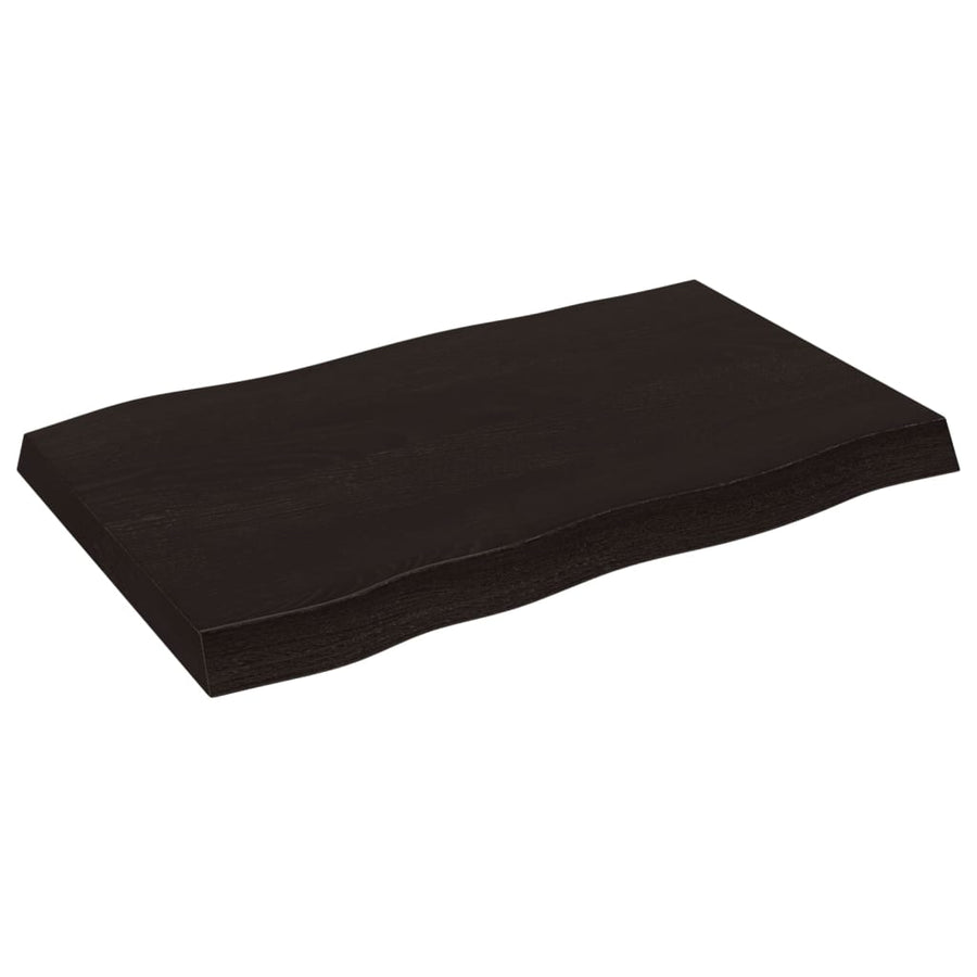 Table Top Dark Brown 80x50x(2-6)cm Treated Solid Wood Live Edge