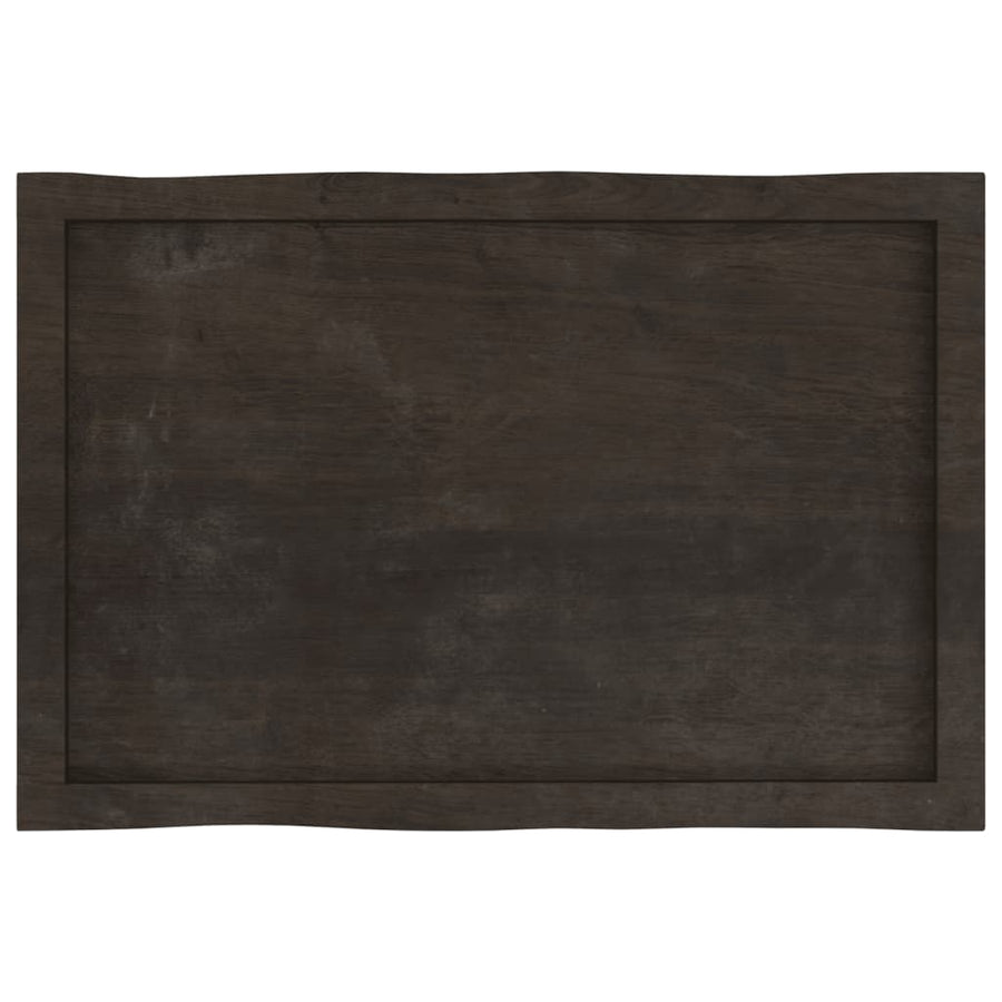 Table Top Dark Brown 80x50x(2-6)cm Treated Solid Wood Live Edge