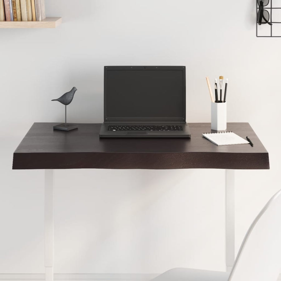 Table Top Dark Brown 80x50x(2-6)cm Treated Solid Wood Live Edge