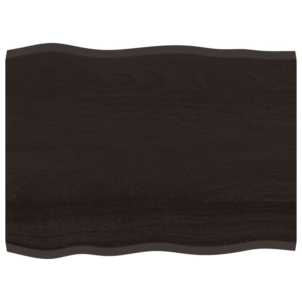 Table Top Dark Brown 80x60x2 cm Treated Solid Wood Oak Live Edge