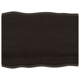 Table Top Dark Brown 80x60x2 cm Treated Solid Wood Oak Live Edge