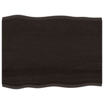 Table Top Dark Brown 80x60x2 cm Treated Solid Wood Oak Live Edge
