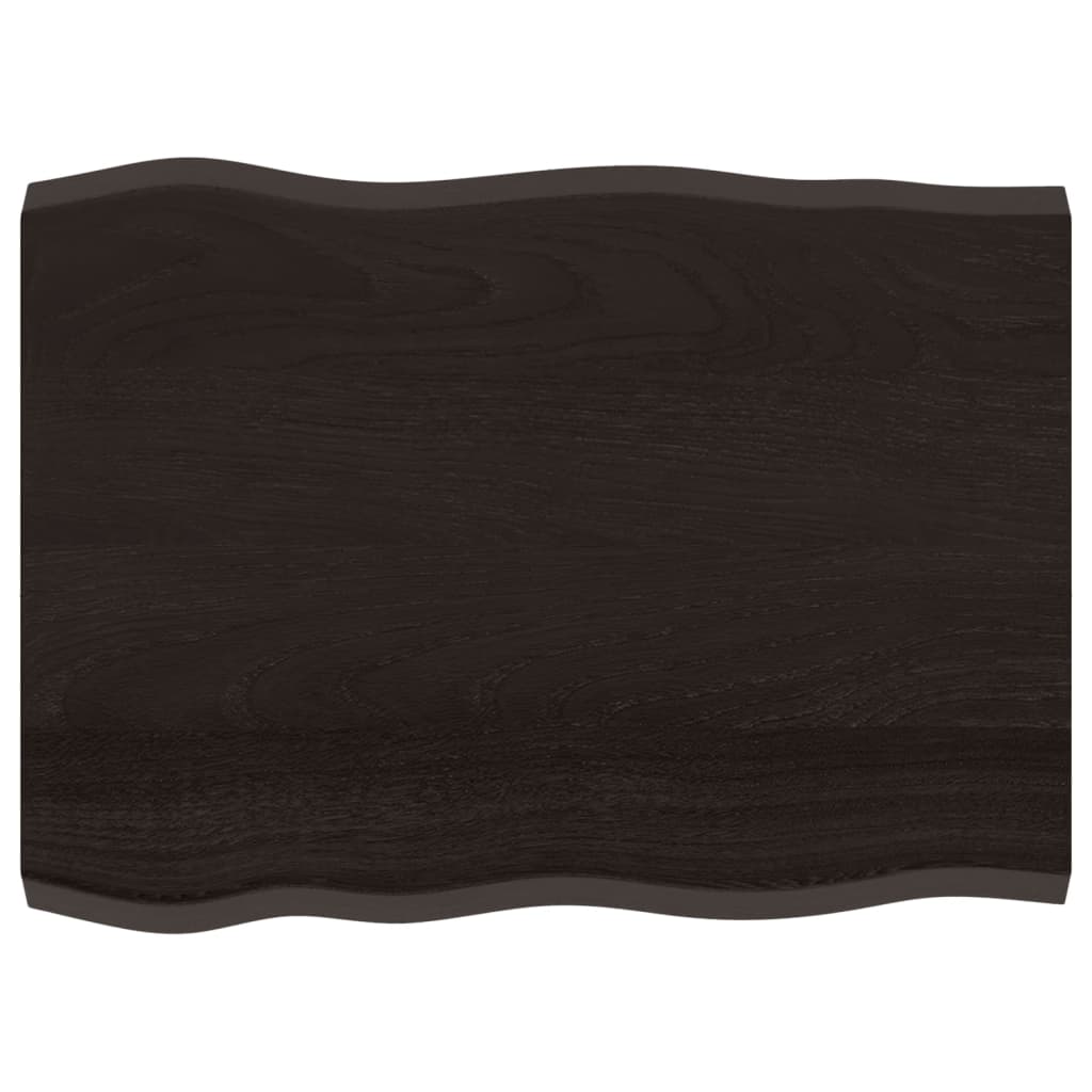Table Top Dark Brown 80x60x(2-4) cm Treated Solid Wood Live Edge