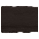 Table Top Dark Brown 80x60x(2-4) cm Treated Solid Wood Live Edge - Front View
