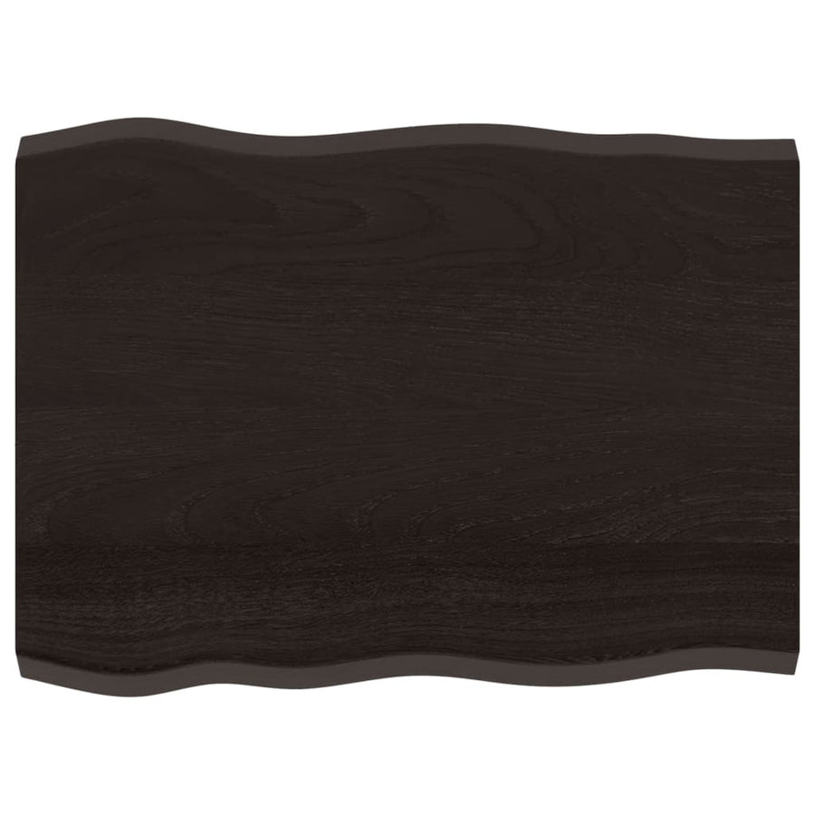 Table Top Dark Brown 80x60x(2-4)cm Treated Solid Wood Live Edge