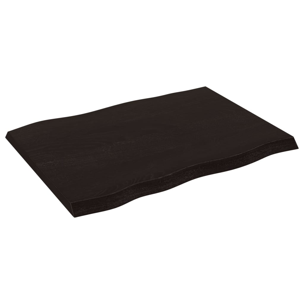 Table Top Dark Brown 80x60x(2-4) cm Treated Solid Wood Live Edge