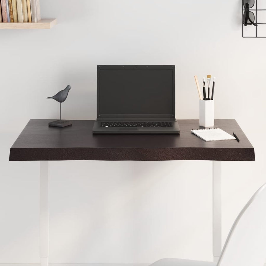 Table Top Dark Brown 80x60x(2-4)cm Treated Solid Wood Live Edge