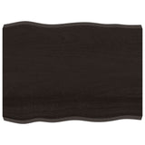 Table Top Dark Brown 80x60x(2-6) cm Treated Solid Wood Live Edge - Front View