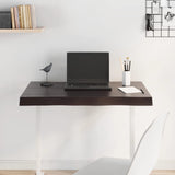 Table Top Dark Brown 80x60x(2-6) cm Treated Solid Wood Live Edge - Side View
