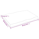 Table Top Dark Brown 80x60x(2-6) cm Treated Solid Wood Live Edge - Extra Image