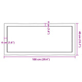 Table Top Dark Brown 100x40x(2-4) cm Treated Solid Wood Live Edge