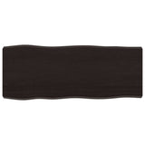 Table Top Dark Brown 100x40x(2-6) cm Treated Solid Wood Live Edge - Front View
