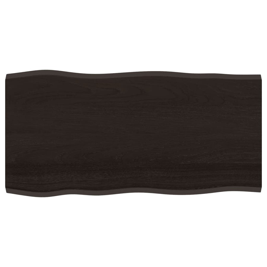 Table Top Dark Brown 100x50x2 cm Solid Wood Oak Live Edge
