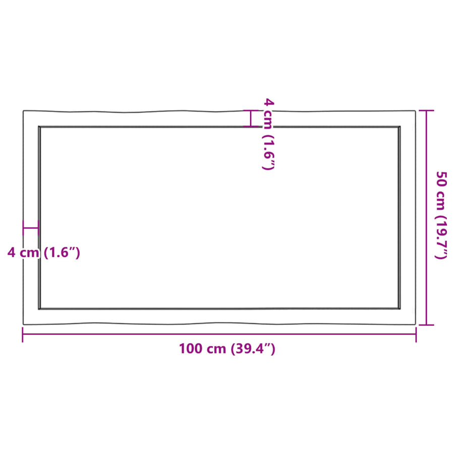 Table Top Dark Brown 100x50x(2-4) cm Live Edge