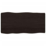 Table Top Dark Brown 100x50x(2-6) cm Treated Solid Wood Live Edge - Front View