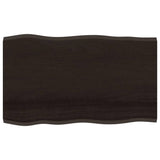 Table Top Dark Brown 100x60x2 cm Treated Solid Wood Oak Live Edge