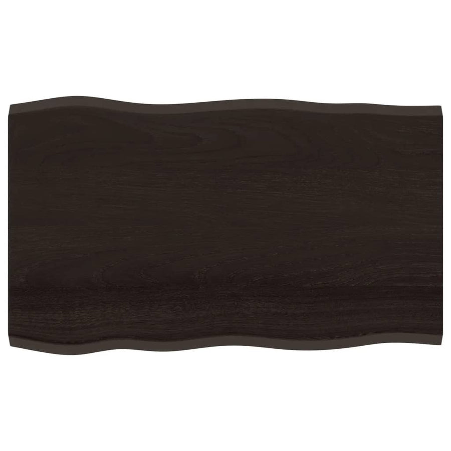Table Top Dark Brown 100x60x2 cm Solid Wood Oak Live Edge
