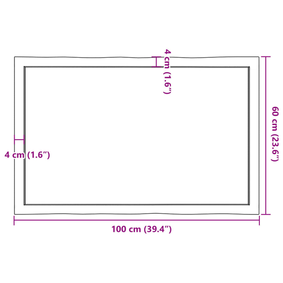 Table Top Dark Brown 100x60x(2-4) cm Live Edge
