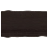 Table Top Dark Brown 100x60x(2-6) cm Treated Solid Wood Live Edge - Front View