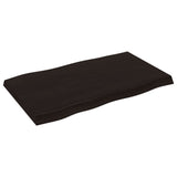 Table Top Dark Brown 100x60x(2-6) cm Treated Solid Wood Live Edge - Top-Down View