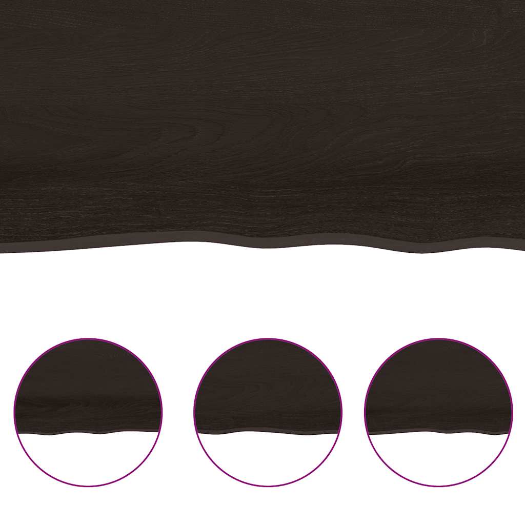 Table Top Dark Brown 120x50x(2-6) cm Treated Solid Wood Live Edge