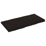 Table Top Dark Brown 120x60x(2-6) cm Treated Solid Wood Live Edge - Front View