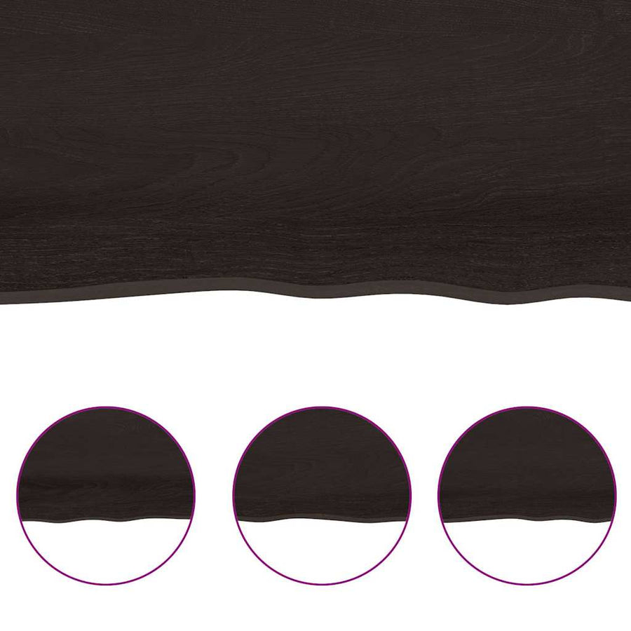 Table Top Dark Brown 120x60x(2-6) cm Treated Solid Wood Live Edge