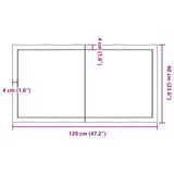 Table Top Dark Brown 120x60x(2-6) cm Treated Solid Wood Live Edge - Extra Image