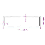 Table Top Dark Brown 140x40x(2-4) cm Treated Solid Wood Live Edge - Extra Image