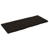 Table Top Dark Brown 140x60x(2-4) cm Treated Solid Wood Live Edge - Front View