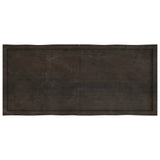 Table Top Dark Brown 140x60x(2-4) cm Treated Solid Wood Live Edge - Side View
