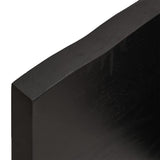 Table Top Dark Brown 140x60x(2-4) cm Treated Solid Wood Live Edge - Close-Up Angle