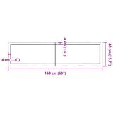 Table Top Dark Brown 160x40x(2-4) cm Treated Solid Wood Live Edge - Extra Image