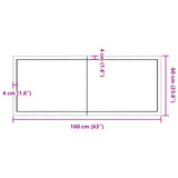 Table Top Dark Brown 160x60x(2-4) cm Treated Solid Wood Live Edge