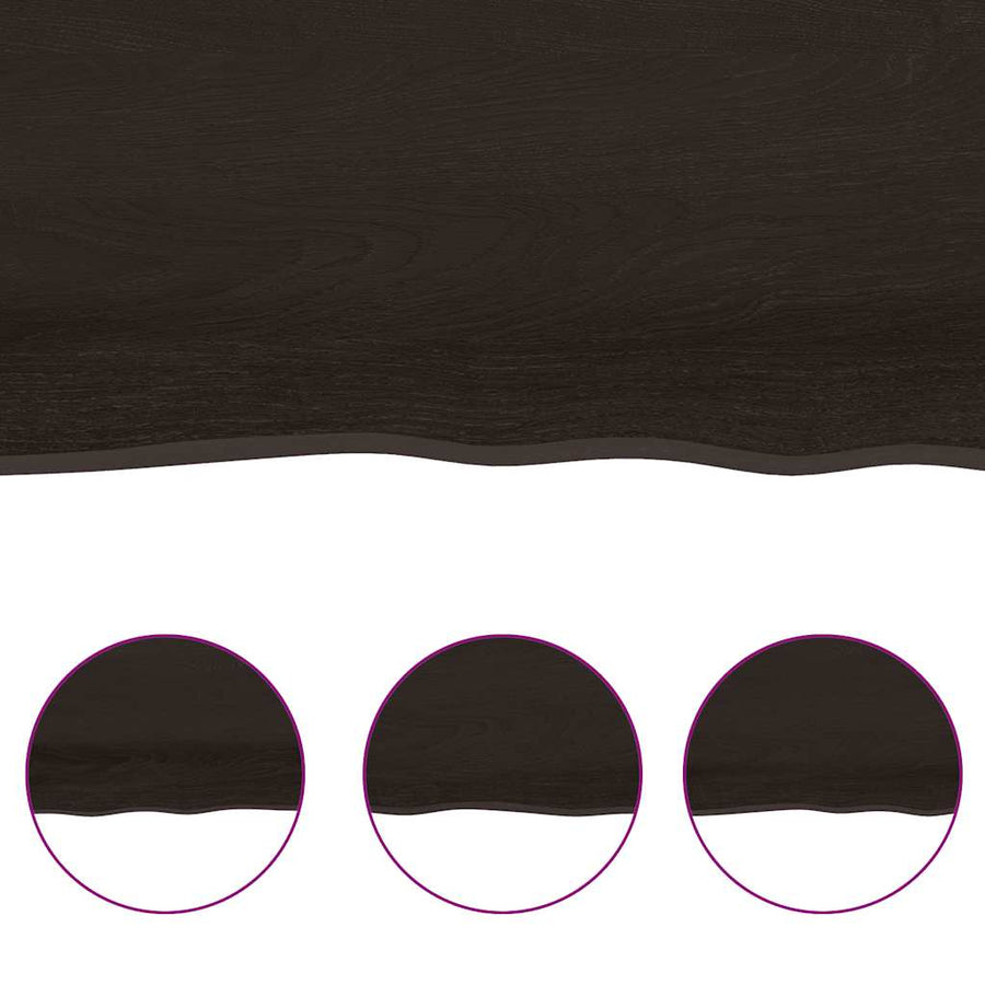 Table Top Dark Brown 180x60x(2-4) cm Live Edge