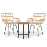 3 Piece Garden Dining Set Poly Rattan