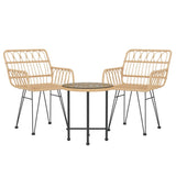 3 Piece Garden Dining Set Poly Rattan