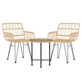 3 Piece Garden Dining Set Poly Rattan - Side View