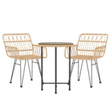 3 Piece Garden Dining Set Poly Rattan