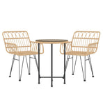 3 Piece Garden Dining Set Poly Rattan