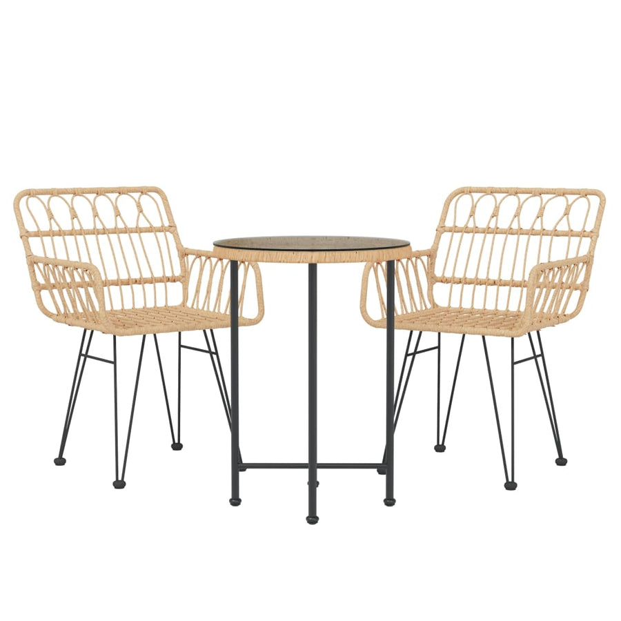 3 Piece Garden Dining Set Poly Rattan