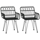3 Piece Garden Dining Set Black Poly Rattan - Top-Down View