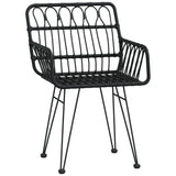 3 Piece Garden Dining Set Black Poly Rattan - 45-Degree Angle