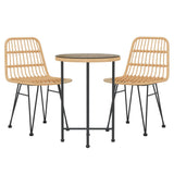 3 Piece Garden Dining Set Poly Rattan