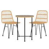 3 Piece Garden Dining Set Poly Rattan - Side View