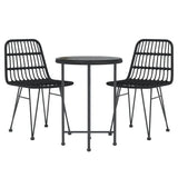 3 Piece Garden Dining Set Black Poly Rattan